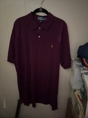 Polo by Ralph Lauren Men's Plum Polo with Green Logo
